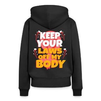 Gardez vos lois hors de mon corps - Sweat à capuche Premium bio Femme - noir - Dos - Julia (174cm)