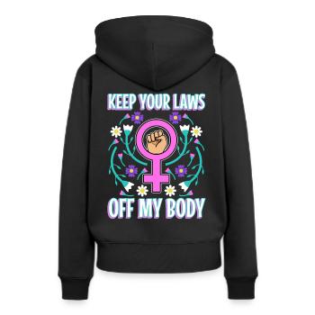 Gardez vos lois hors de mon corps - Sweat à capuche Premium bio Femme - noir - Dos - Julia (174cm)