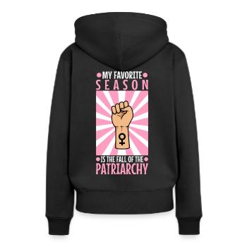 My favorite season is the fall of the patriarchy - Women’s Premium Organic Hoodie - black - Back - Julia (174cm)