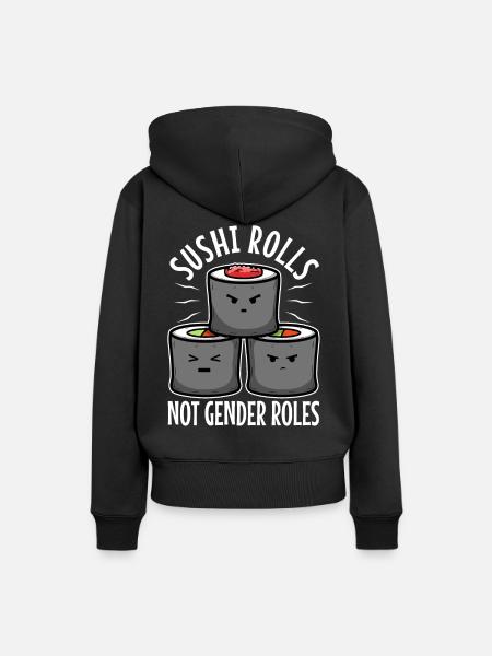 Sushi rolls not gender roles - Frauen Premium Bio Hoodie - Schwarz