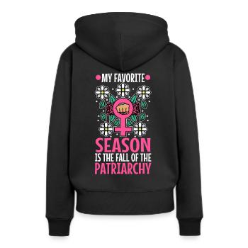 My favorite season is the fall of the patriarchy - Women’s Premium Organic Hoodie - black - Back - Julia (174cm)