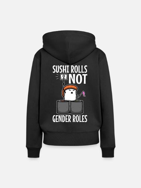 Sushi rolls not gender roles - Frauen Premium Bio Hoodie - Schwarz