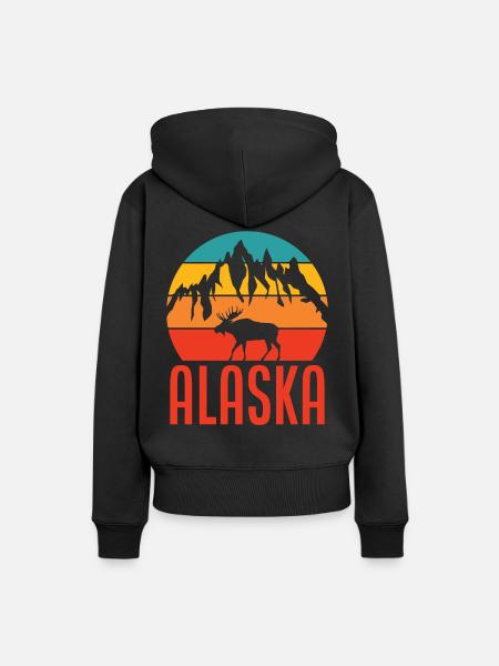 Alaska Elch Berge - Frauen Premium Bio Hoodie - Schwarz