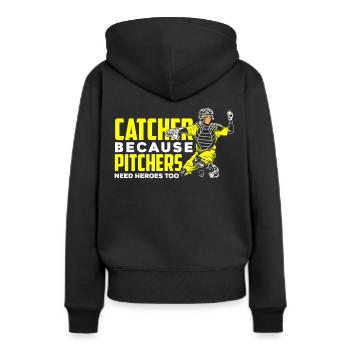 Baseballspieler - Frauen Premium Bio Hoodie - Schwarz - Hinten - Julia (174cm)