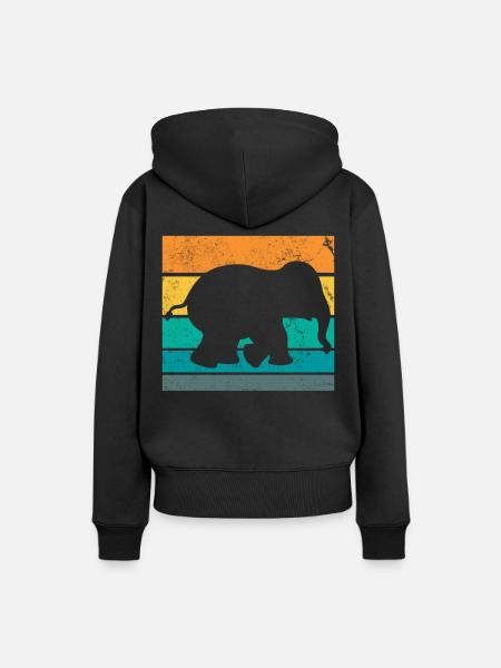 Retro Elefant - Frauen Premium Bio Hoodie - Schwarz