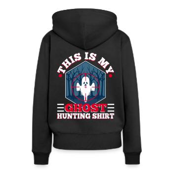 This is my ghost hunting shirt - Frauen Premium Bio Hoodie - Schwarz - Hinten - Julia (174cm)