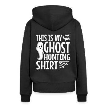 This is my ghost hunting shirt - Frauen Premium Bio Hoodie - Schwarz - Hinten - Julia (174cm)