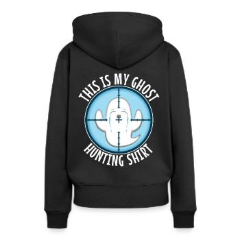 This is my ghost hunting shirt - Frauen Premium Bio Hoodie - Schwarz - Hinten - Julia (174cm)