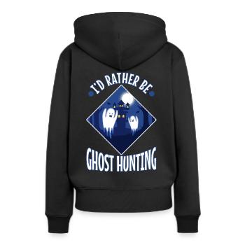 I'd Rather Be Ghost Hunting - Frauen Premium Bio Hoodie - Schwarz - Hinten - Julia (174cm)