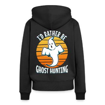 I'd Rather Be Ghost Hunting - Frauen Premium Bio Hoodie - Schwarz - Hinten - Julia (174cm)