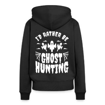 I'd Rather Be Ghost Hunting - Frauen Premium Bio Hoodie - Schwarz - Hinten - Julia (174cm)