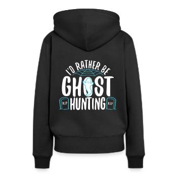 I'd Rather Be Ghost Hunting - Frauen Premium Bio Hoodie - Schwarz - Hinten - Julia (174cm)