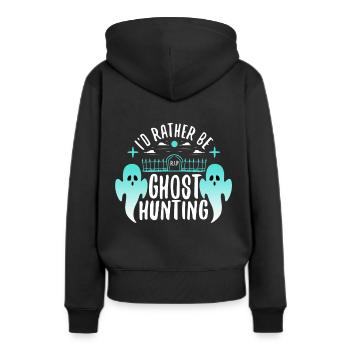 I'd Rather Be Ghost Hunting - Frauen Premium Bio Hoodie - Schwarz - Hinten - Julia (174cm)