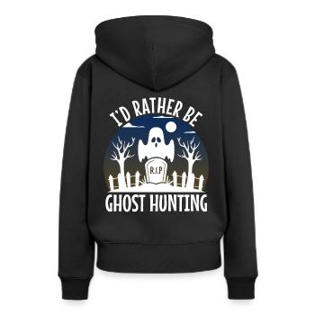 I'd Rather Be Ghost Hunting - Frauen Premium Bio Hoodie - Schwarz - Hinten - Julia (174cm)