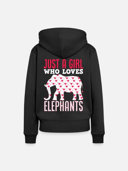 Elefant Herzen Mädchen - Frauen Premium Bio Hoodie - Schwarz