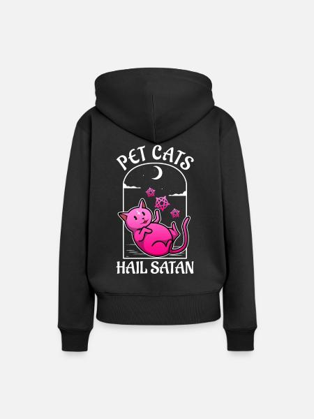 Pet Cats Hail Satan - Frauen Premium Bio Hoodie - Schwarz