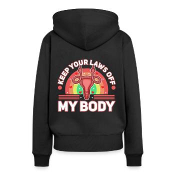 Gardez vos lois hors de mon corps - Sweat à capuche Premium bio Femme - noir - Dos - Julia (174cm)