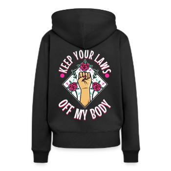 Gardez vos lois hors de mon corps - Sweat à capuche Premium bio Femme - noir - Dos - Julia (174cm)