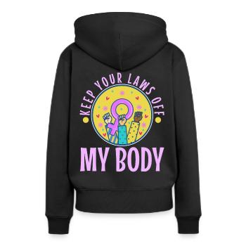 Gardez vos lois hors de mon corps - Sweat à capuche Premium bio Femme - noir - Dos - Julia (174cm)
