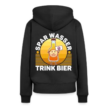 Spar wasser trink Bier - Frauen Premium Bio Hoodie - Schwarz - Hinten - Julia (174cm)