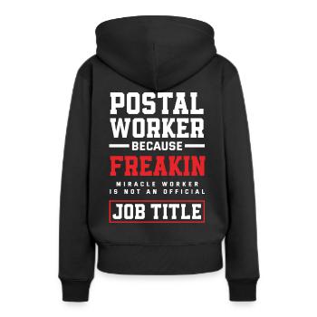 Emploi de commis de poste - Sweat à capuche Premium bio Femme - noir - Dos - Julia (174cm)
