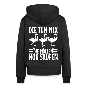 Die tun nix die wollen nur saufen - Frauen Premium Bio Hoodie - Schwarz - Hinten - Julia (174cm)
