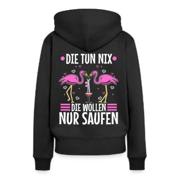 Die tun nix die wollen nur saufen - Frauen Premium Bio Hoodie - Schwarz - Hinten - Julia (174cm)