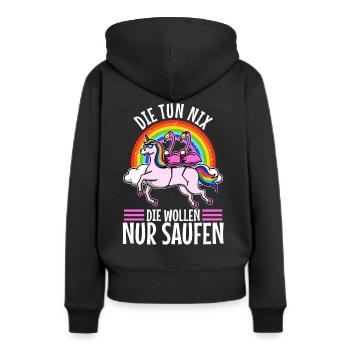 Die tun nix die wollen nur saufen - Frauen Premium Bio Hoodie - Schwarz - Hinten - Julia (174cm)