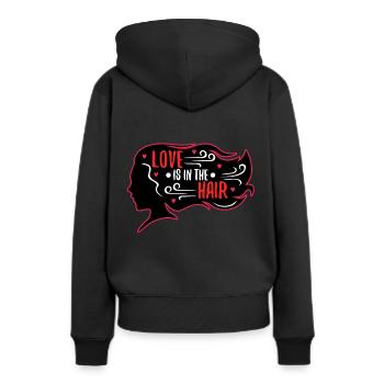 Love Is In The Hair - Frauen Premium Bio Hoodie - Schwarz - Hinten - Julia (174cm)