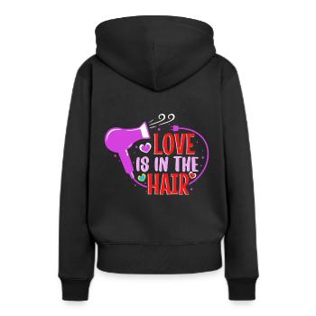 Love Is In The Hair - Frauen Premium Bio Hoodie - Schwarz - Hinten - Julia (174cm)