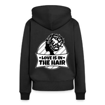 Love Is In The Hair - Frauen Premium Bio Hoodie - Schwarz - Hinten - Julia (174cm)