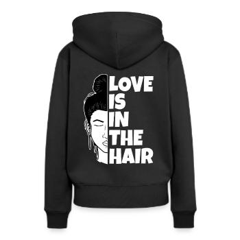 Love Is In The Hair - Frauen Premium Bio Hoodie - Schwarz - Hinten - Julia (174cm)