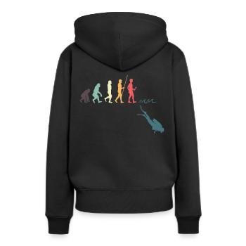 Tauchen Evolution - Frauen Premium Bio Hoodie - Schwarz - Hinten - Julia (174cm)
