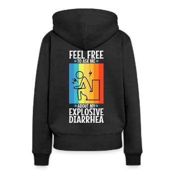 Posez-moi des questions sur ma diarrhée explosive - Sweat à capuche Premium bio Femme - noir - Dos - Julia (174cm)