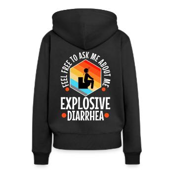 Posez-moi des questions sur ma diarrhée explosive - Sweat à capuche Premium bio Femme - noir - Dos - Julia (174cm)