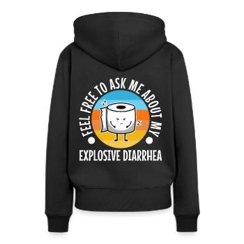 Posez-moi des questions sur ma diarrhée explosive - Sweat à capuche Premium bio Femme - noir - Dos - Julia (174cm)