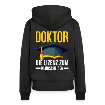 Doktortitel Abschluss - Frauen Premium Bio Hoodie - Schwarz - Hinten - Julia (174cm)