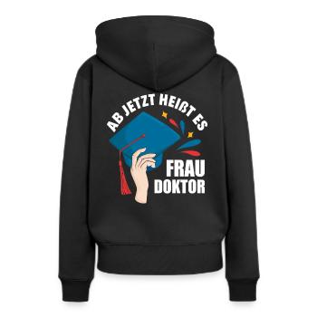 Doktortitel Frau Doktor - Frauen Premium Bio Hoodie - Schwarz - Hinten - Julia (174cm)