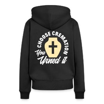 Bestatter Bestattung Urne - Frauen Premium Bio Hoodie - Schwarz - Hinten - Julia (174cm)