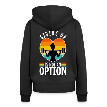 Abandonner n’est pas une option - Sweat à capuche Premium bio Femme - noir - Dos - Julia (174cm)