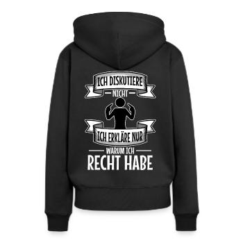 Ich diskutiere nicht ich erkläre nur warum ich - Frauen Premium Bio Hoodie - Schwarz - Hinten - Julia (174cm)