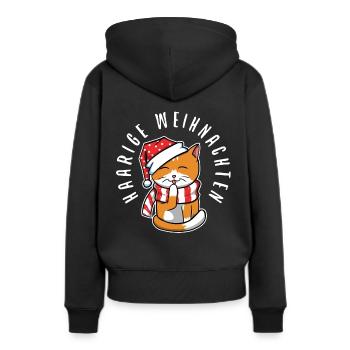Haarige weihnachten - Frauen Premium Bio Hoodie - Schwarz - Hinten - Julia (174cm)