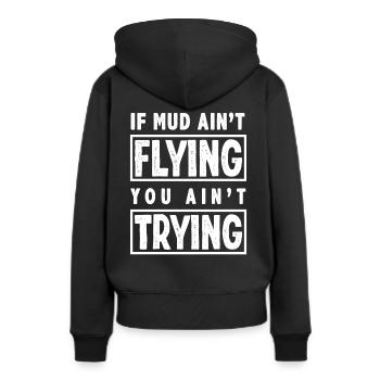 Motocross Spruch Matsch - Frauen Premium Bio Hoodie - Schwarz - Hinten - Julia (174cm)