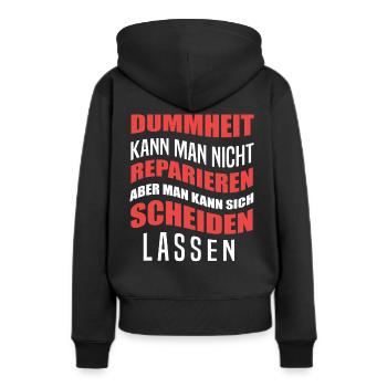 Scheidung - Frauen Premium Bio Hoodie - Schwarz - Hinten - Julia (174cm)