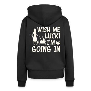 Lustiges Schulhausmeisterin Putzen - Frauen Premium Bio Hoodie - Schwarz - Hinten - Julia (174cm)