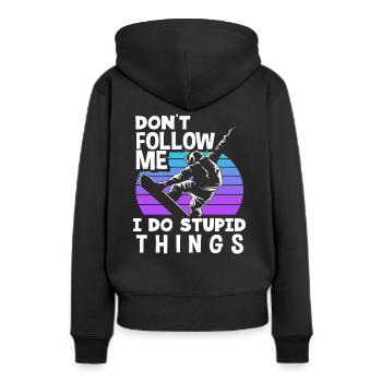 Snowboard Wintersport Berge Winterurlaub - Frauen Premium Bio Hoodie - Schwarz - Hinten - Julia (174cm)