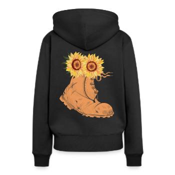 Sonnenblume Pflanze Sonnenblumen - Frauen Premium Bio Hoodie - Schwarz - Hinten - Julia (174cm)