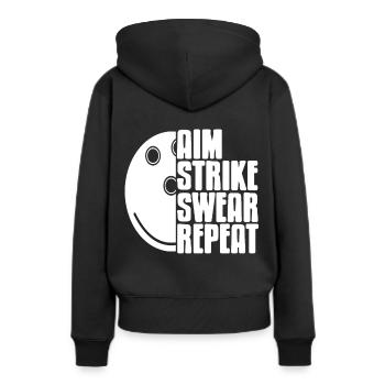 Objectif strinke jurer répéter - Sweat à capuche Premium bio Femme - noir - Dos - Julia (174cm)