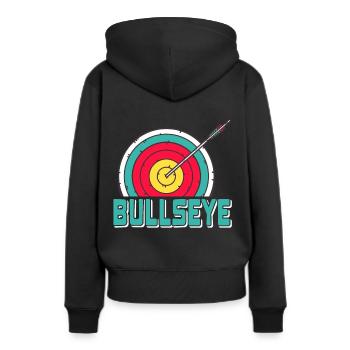 Tirer et tirer - Bullseye - Sweat à capuche Premium bio Femme - noir - Dos - Julia (174cm)