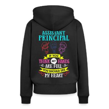 Chef d’établissement Directeur Directeur Directeur de la direction de l’école - Sweat à capuche Premium bio Femme - noir - Dos - Julia (174cm)